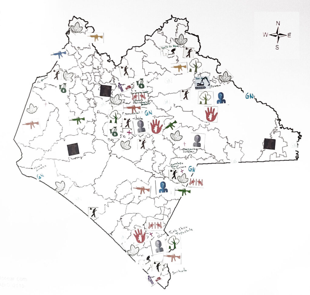 Mapa violencias y desaparición en Chiapas