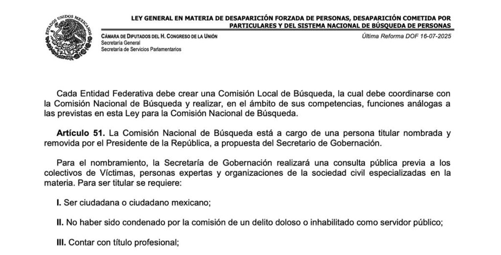 Extracto de la ley de víctimas en su artículo 51