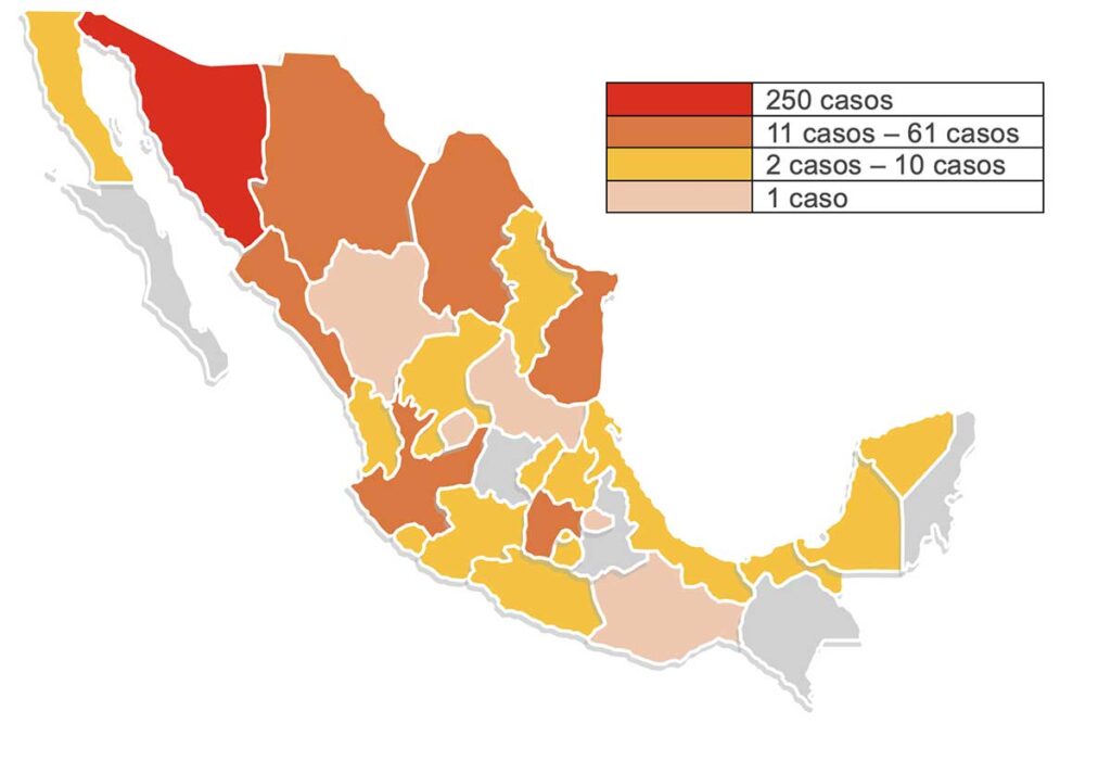 Mapa de grupos indigenas desaparecidas en México