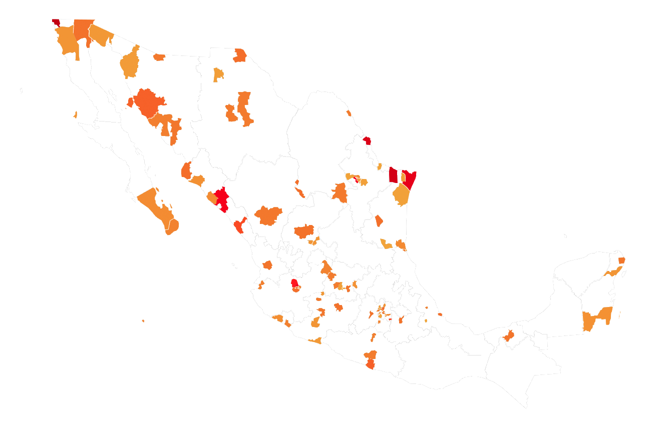 Municipios con más desapariciones en México